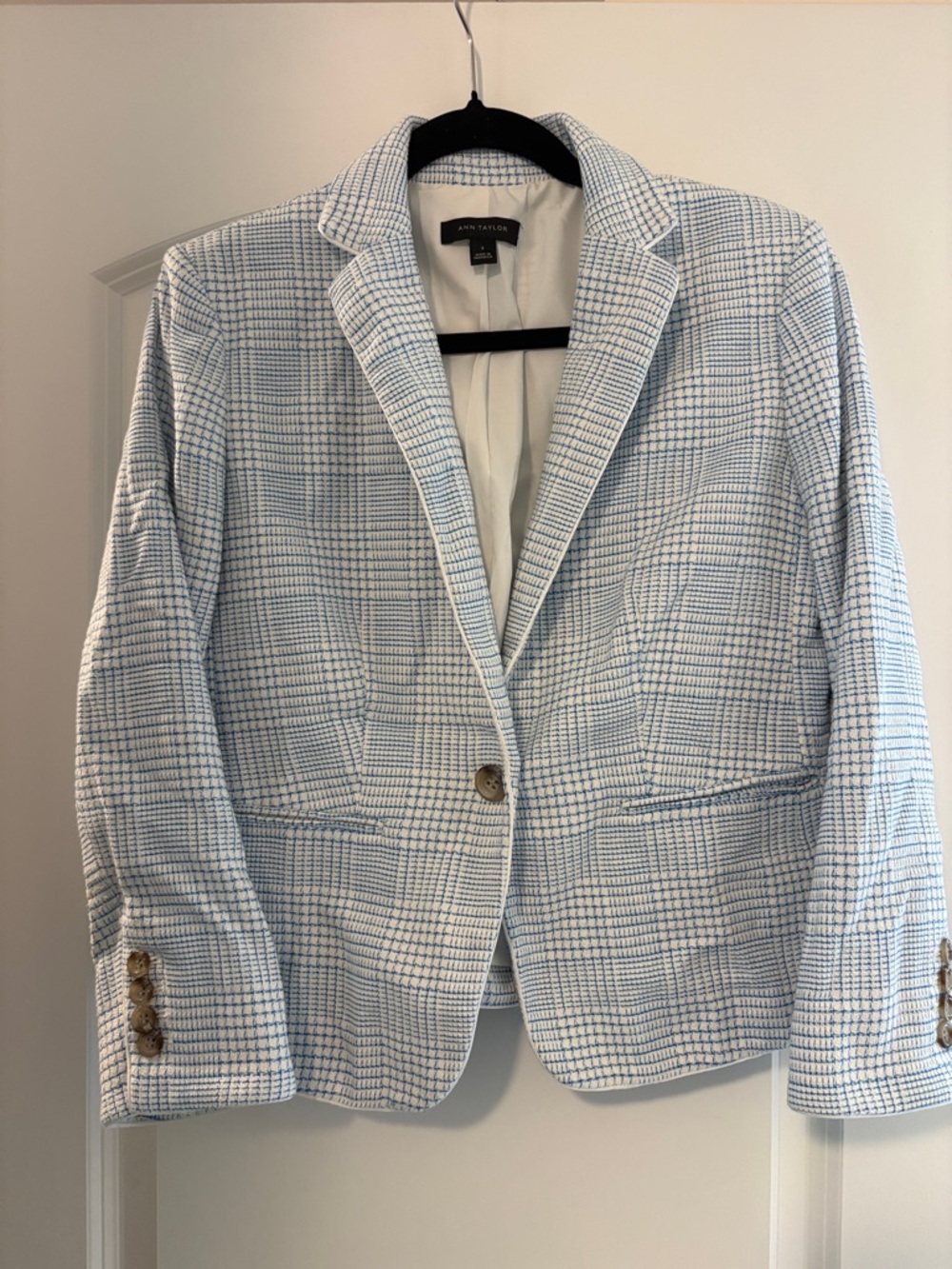 Ann Taylor Blue and White Plaid Women's Blazer